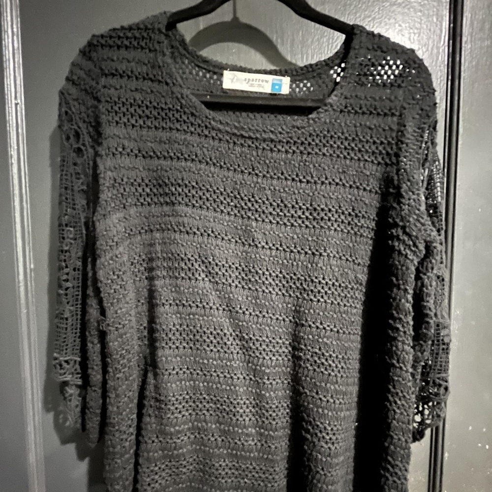 Anthropologie Sparrow Black Crochet Blouse - Medium